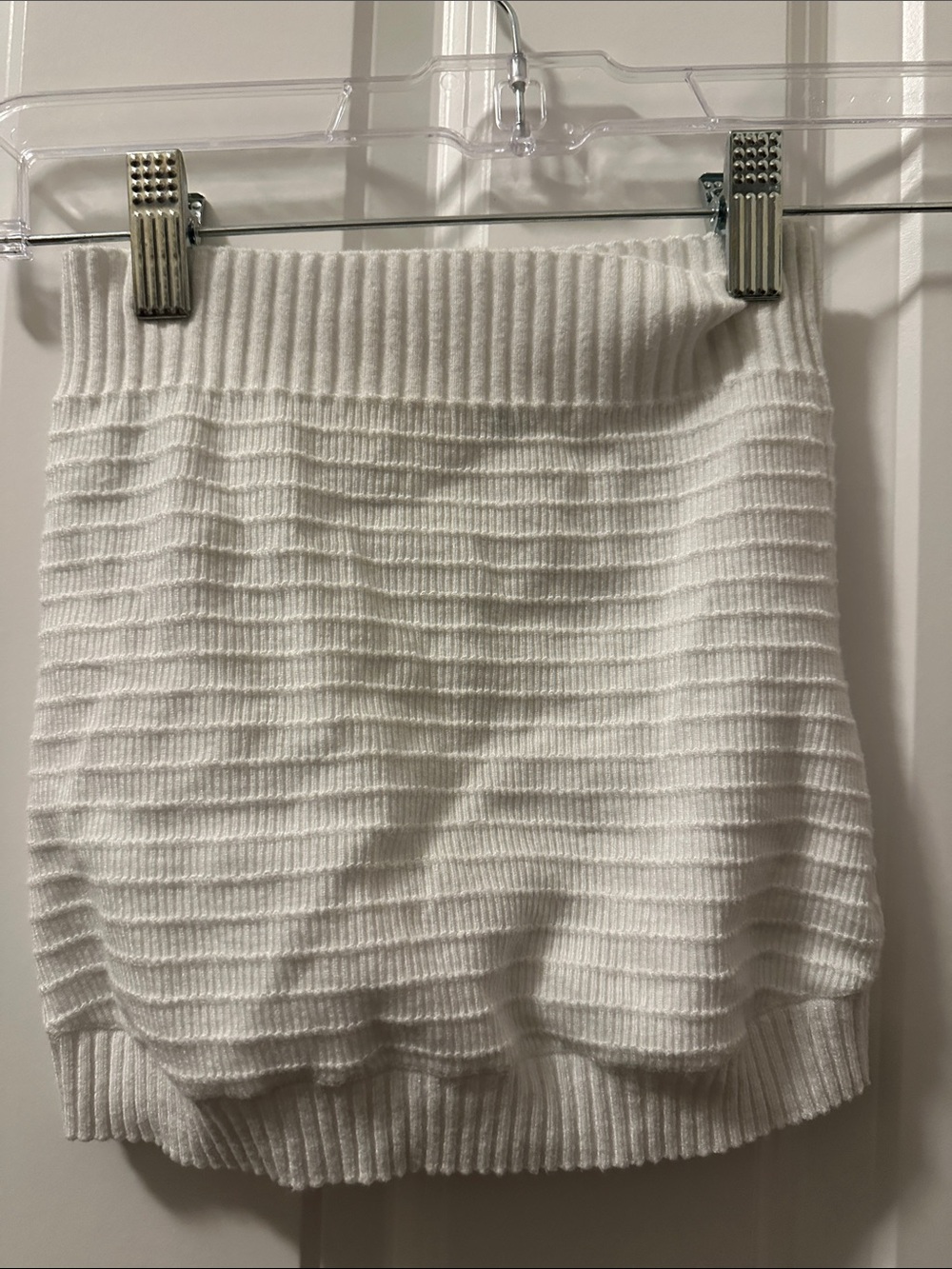 White Rib-Knit Tube Skirt - Unbranded